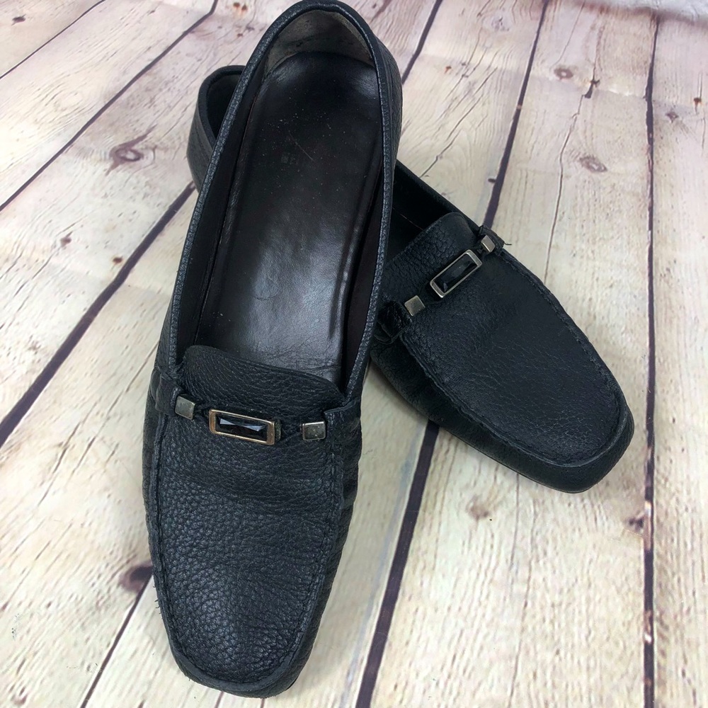 Stuart Weitzman Black Slip On Flat Loafers